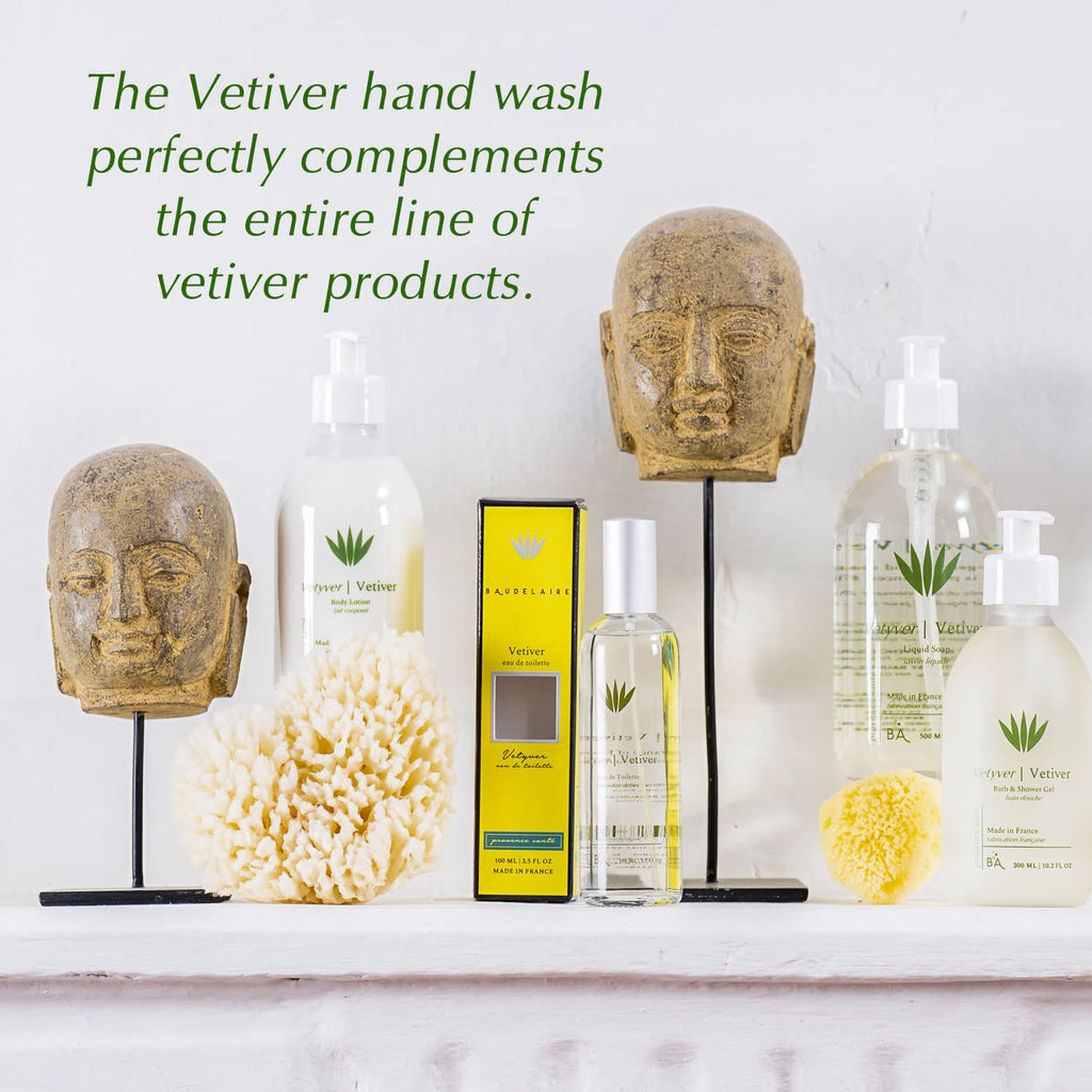 Provence Sante Natural Liquid Soap - Moisturizing Almond Oil Hand Soap with Vetiver Scent - Elegant Pump Dispenser (16.9 oz)