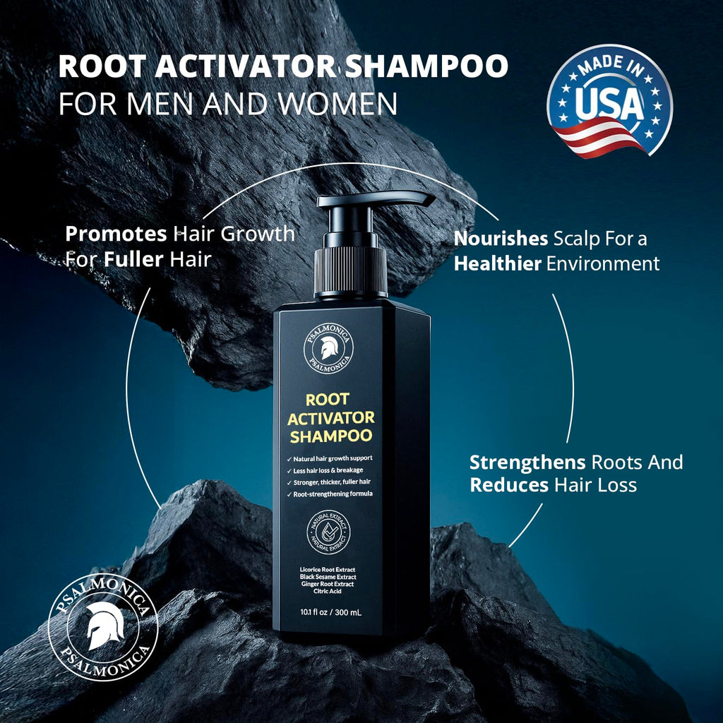 Psalmonica Root Activator Shampoo – Hair Growth Shampoo for Men & Women, Thinning Hair Solution, 10.1 Fl Oz
