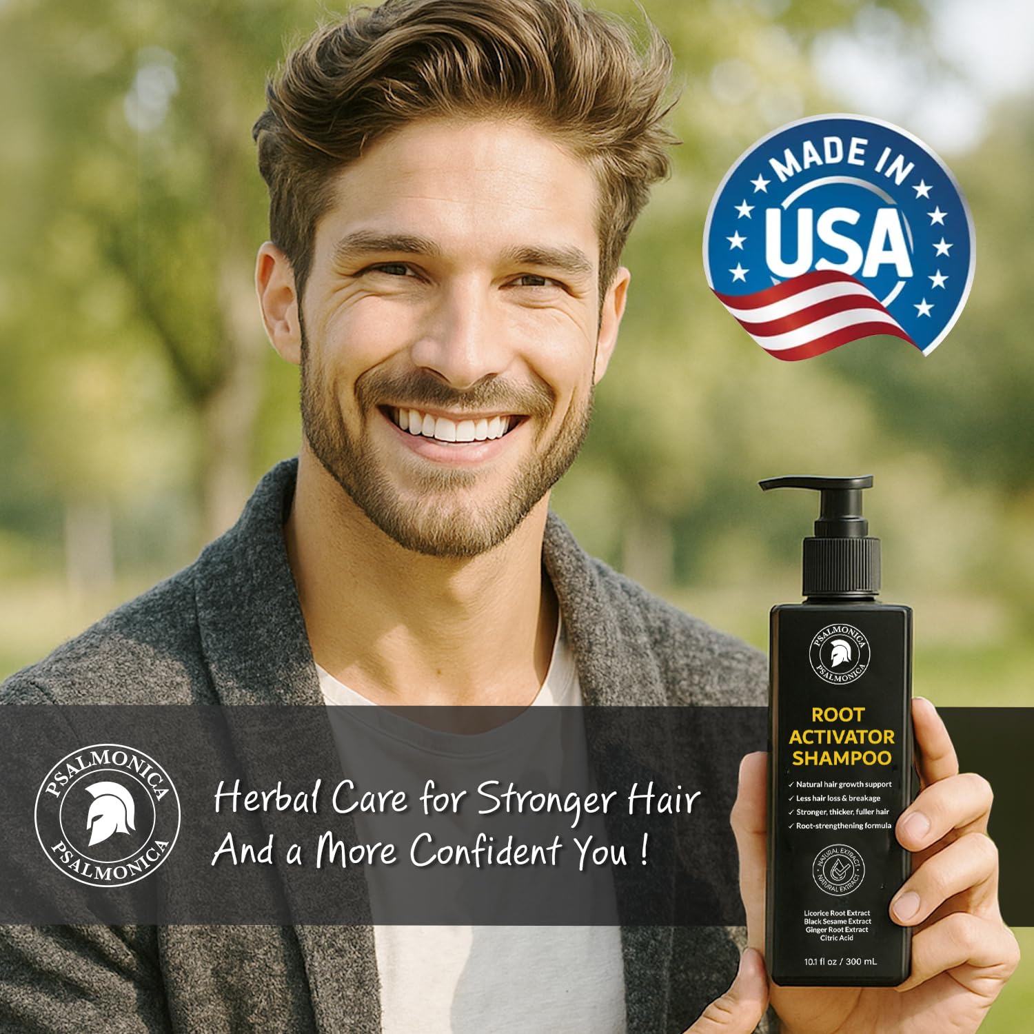 Psalmonica Root Activator Shampoo – Hair Growth Shampoo for Men & Women, Thinning Hair Solution, 10.1 Fl Oz
