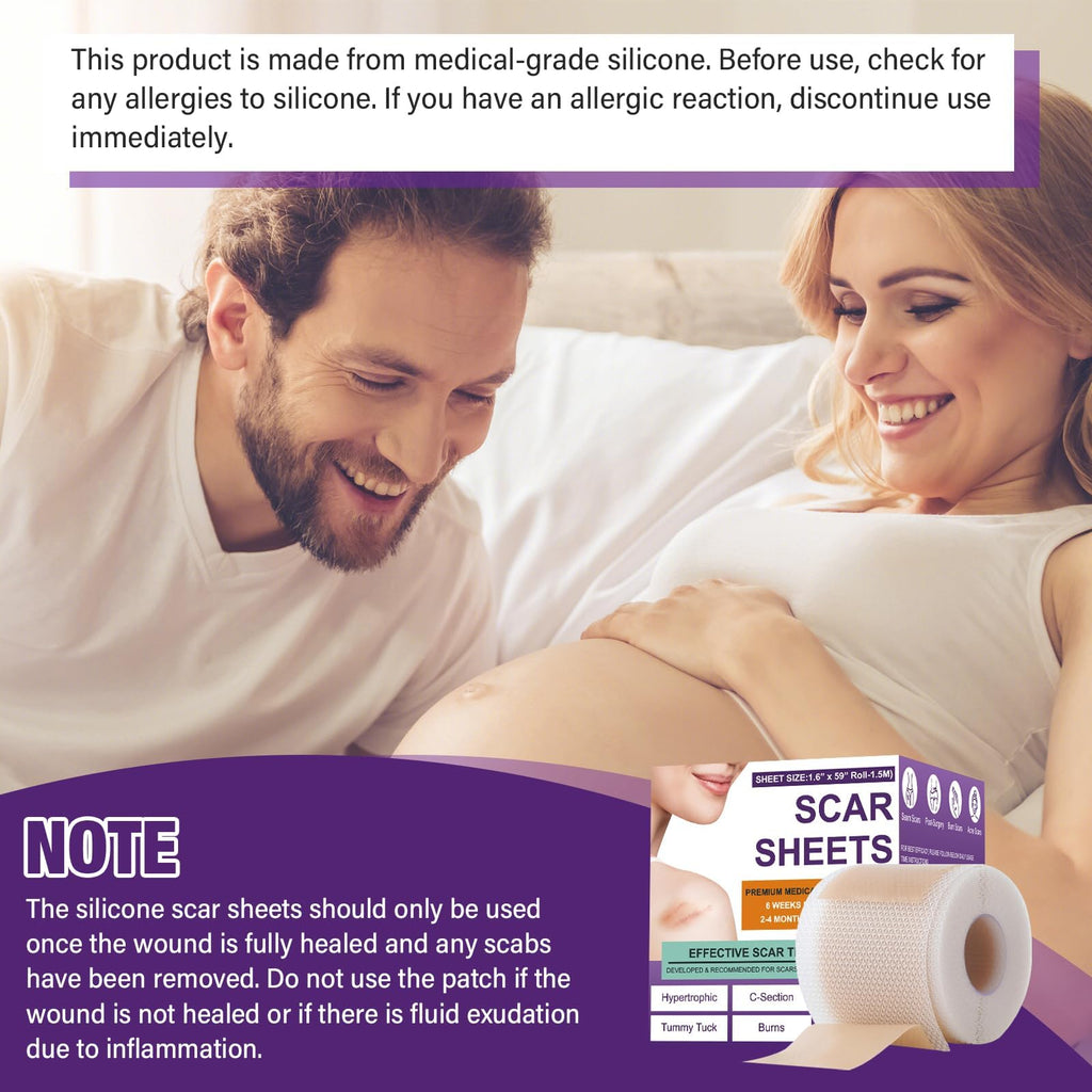 Psecici Silicone Scar Sheets Roll – Medical-Grade, Reusable Scar Tape for Surgical, C-Section, Tummy Tuck & Keloids (1.6" x 157" Roll)