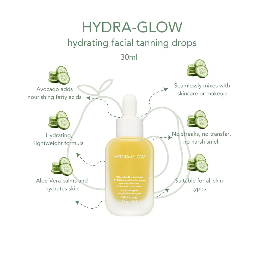 Pseudo Labs Hydra Glow Self-Tanning Facial Drops — Buildable, Hydrating, Natural Tan