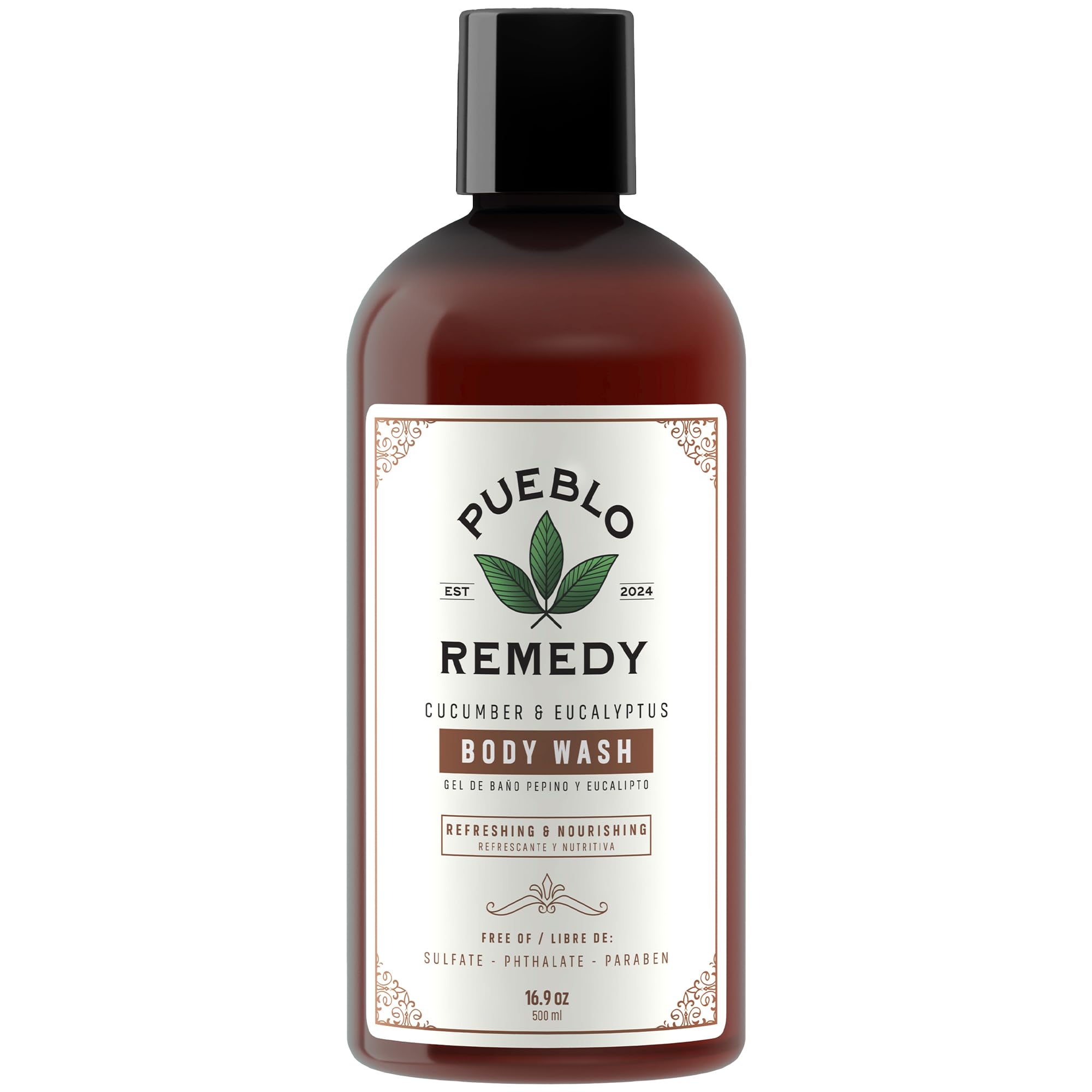 Pueblo Remedy Body Wash, Cucumber & Eucalyptus – Soothing, Vegan & Cruelty-Free, 16.9 oz