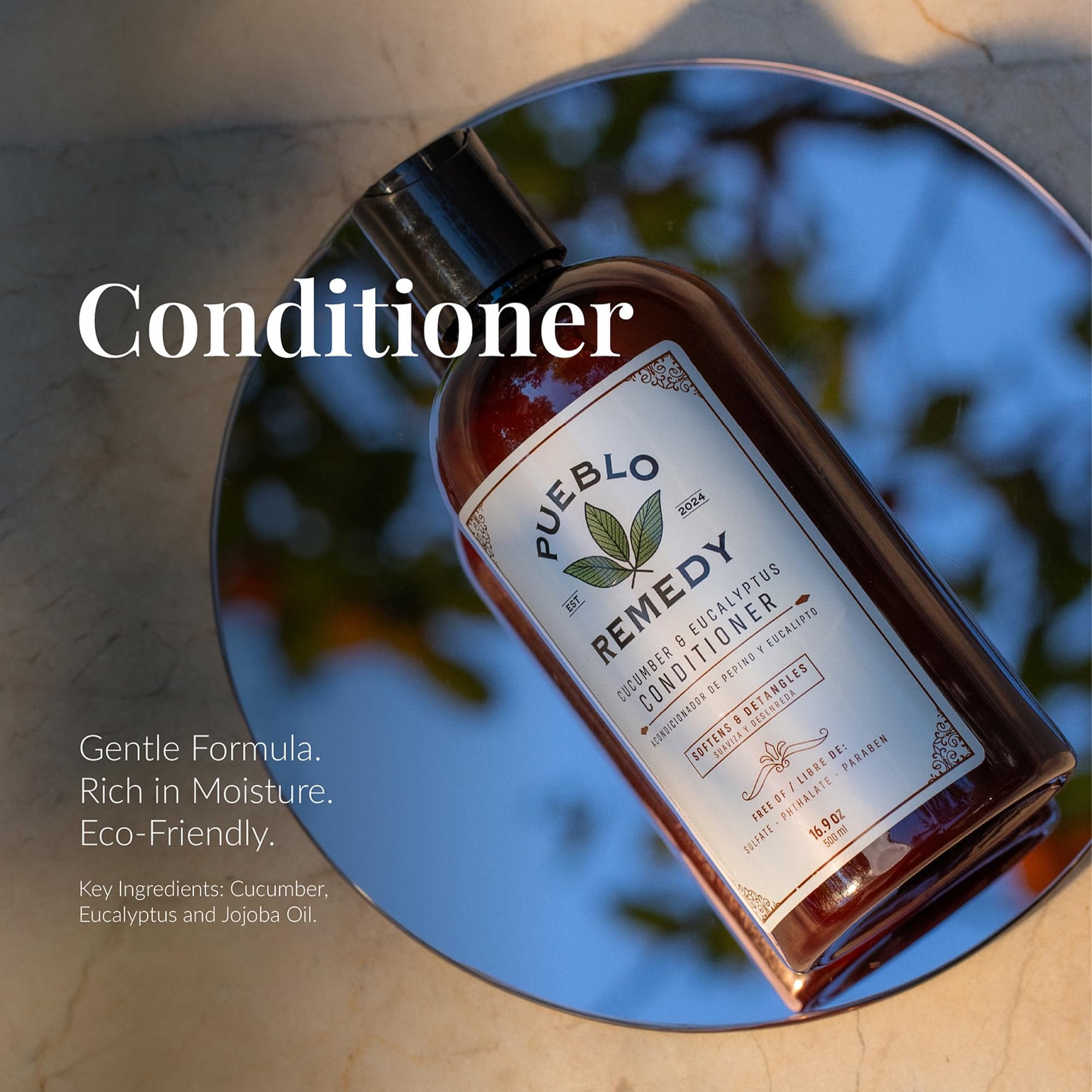 Pueblo Remedy Conditioner – Cucumber & Eucalyptus, Softening & Detangling, Vegan & Cruelty-Free, 16.9 oz