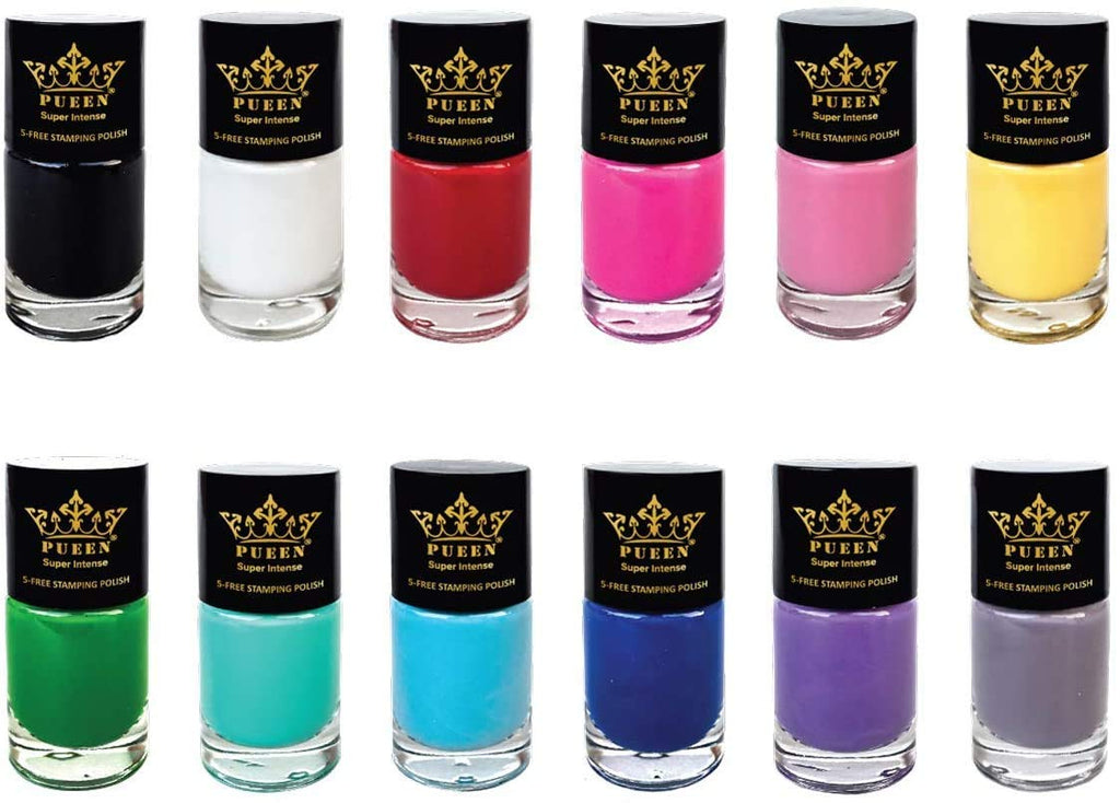 PUEEN Super Intense Nail Polish for Stamping – 12 Color Set (BH000934)