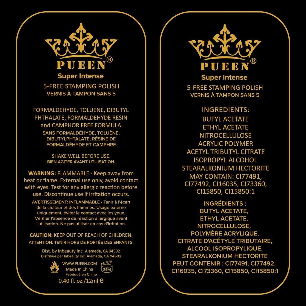 PUEEN Super Intense Nail Polish for Stamping – 12 Color Set (BH000934)