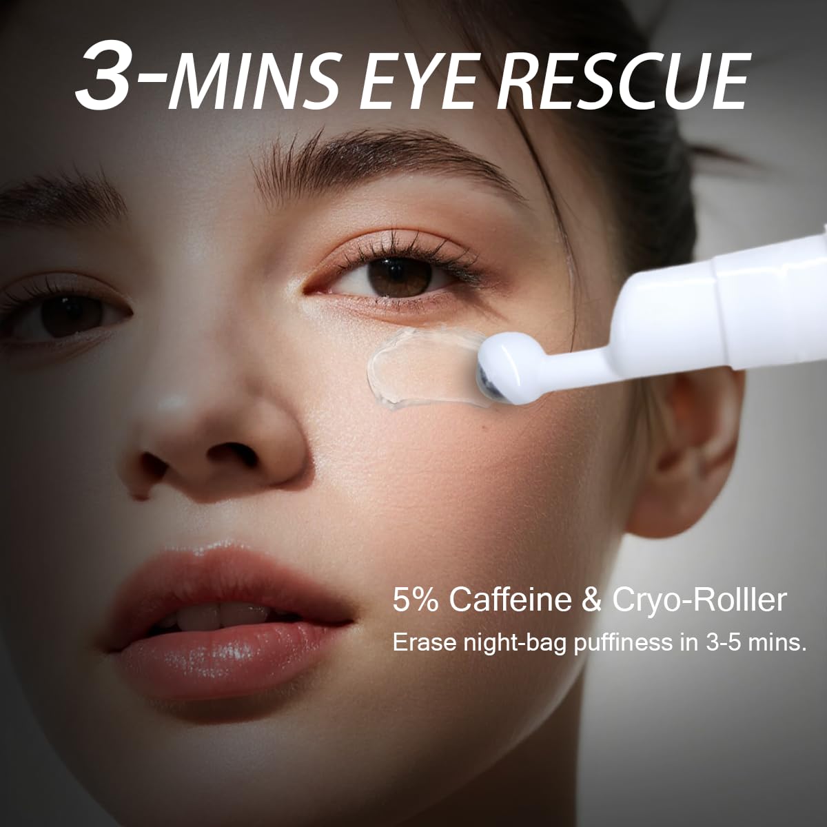 PUILOG 5% Caffeine Eye Cream – 360° Cryo Roller for Puffy Eyes & Dark Circles (15ml)