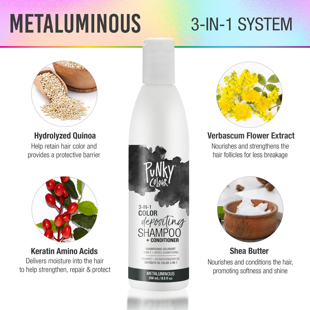 Punky Colour 3-in-1 Hair Color Depositing Conditioner & Cleanser – Metaluminous