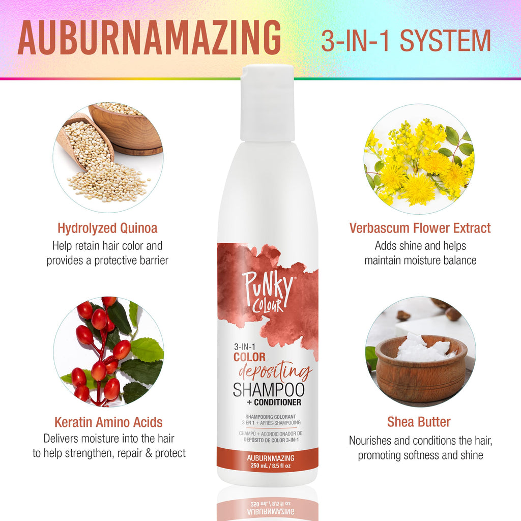 Punky Colour 3-in-1 Color Depositing Hair Cleanser & Conditioner – AuburnAmazing (8.5 fl oz)