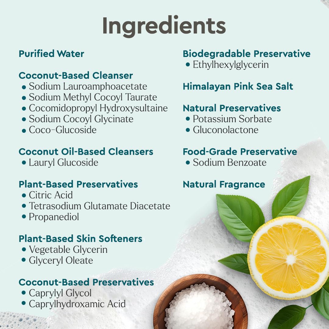 Puracy Body Wash Refill – 98.95% Plant-Powered, Citrus & Sea Salt, 48 oz