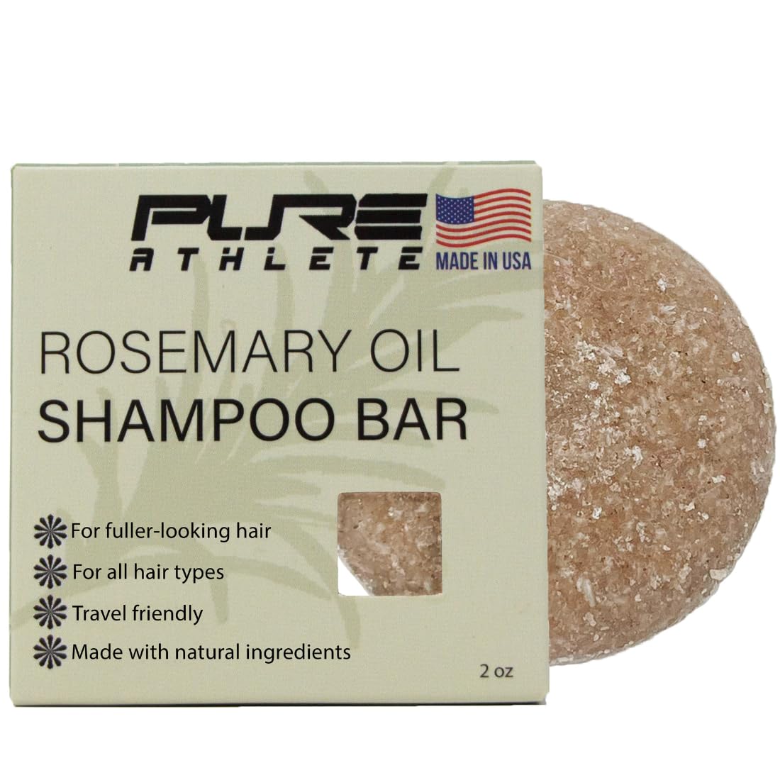 Pure Rosemary Shampoo Bar by Pure Athlete — Volumizing, Strengthening, USA-Made