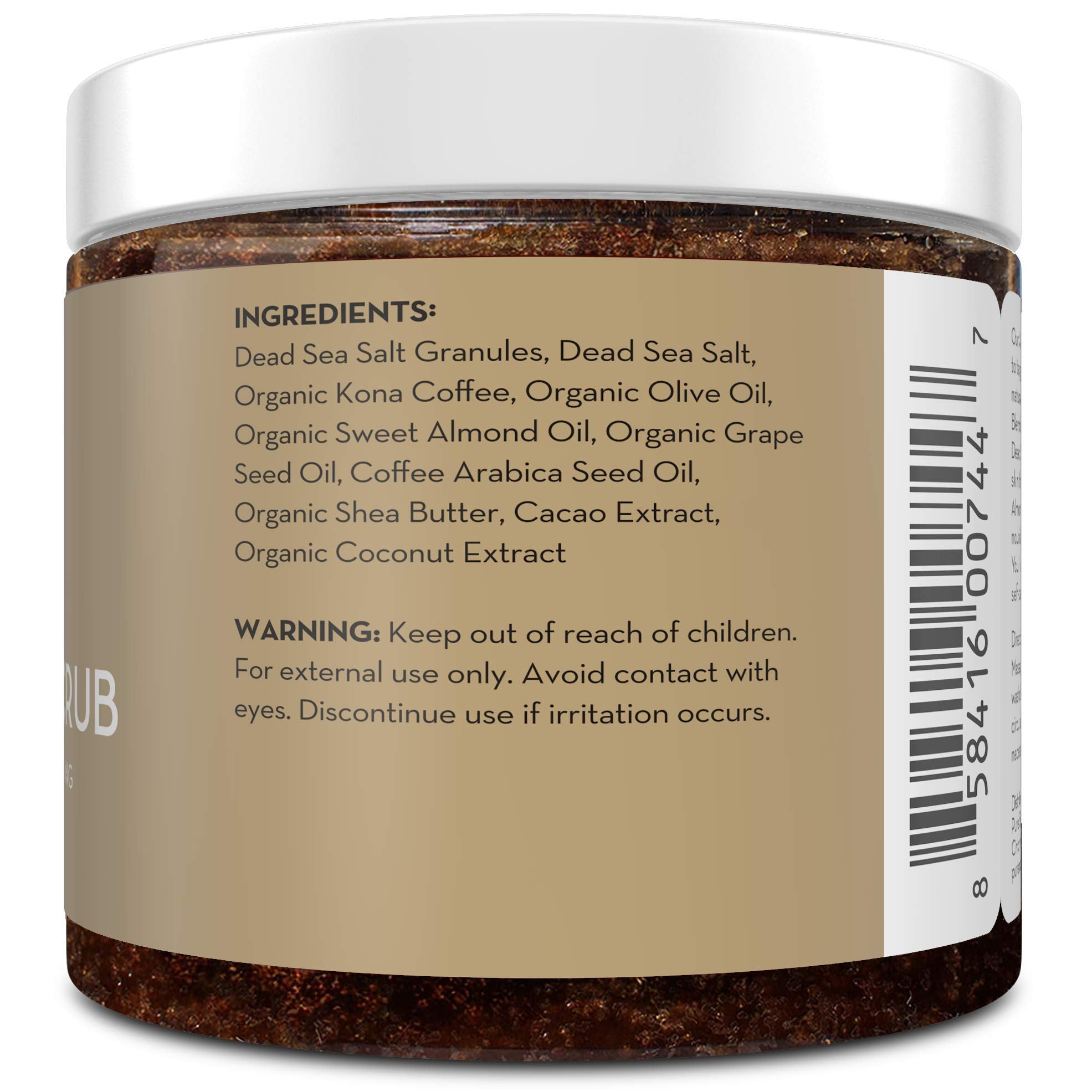 Pure Body Naturals Arabica Coffee Scrub – Caffeine Exfoliator for Stretch Marks & Cellulite | 12 oz