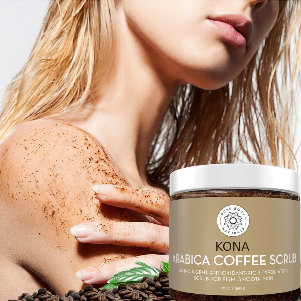 Pure Body Naturals Arabica Coffee Scrub – Caffeine Exfoliator for Stretch Marks & Cellulite | 12 oz