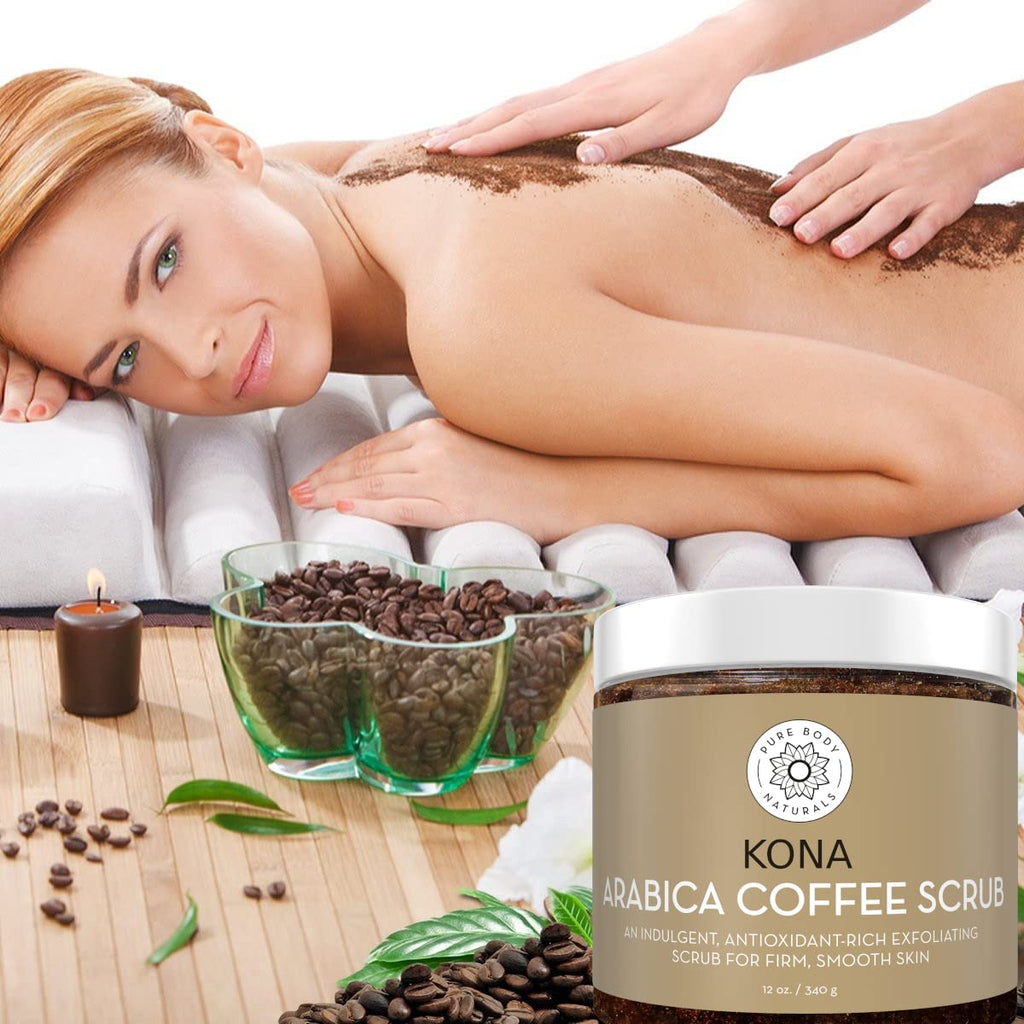 Pure Body Naturals Arabica Coffee Scrub – Caffeine Exfoliator for Stretch Marks & Cellulite | 12 oz