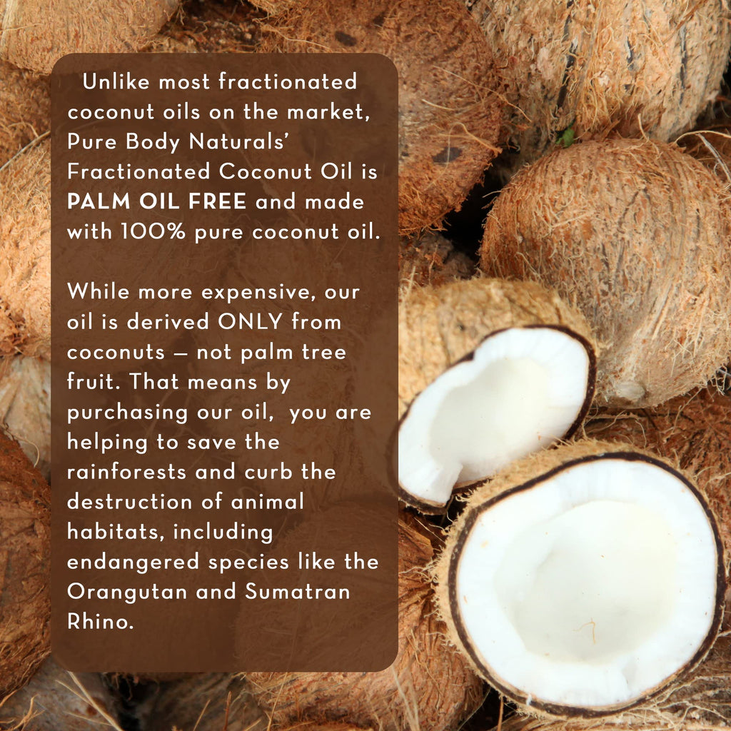 Pure Body Naturals Organic Fractionated Coconut Oil – 4 fl oz Carrier Oil for Skin & Hair