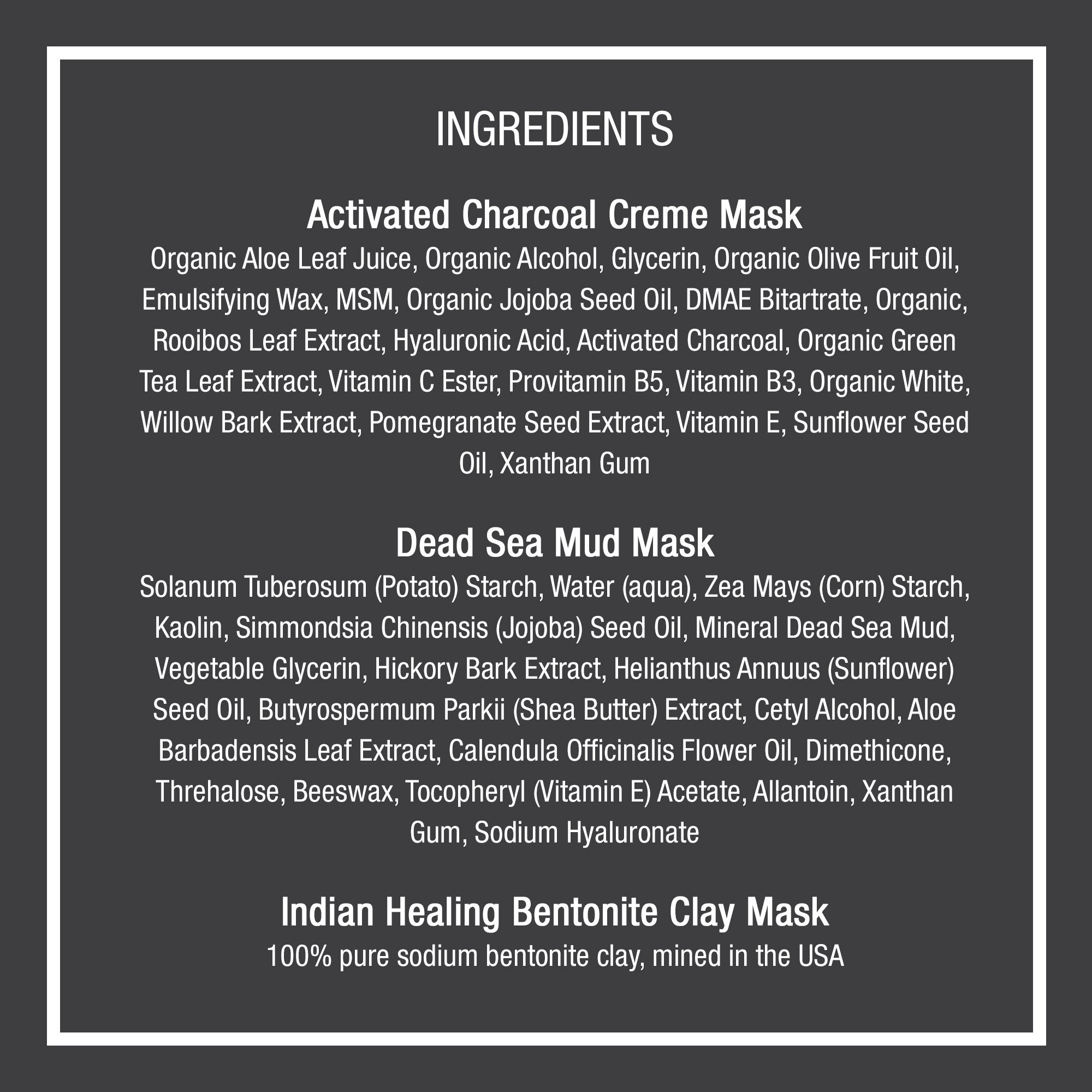 Pure Body Naturals Face Mask Gift Set – Dead Sea Mud, Charcoal & Bentonite Masks