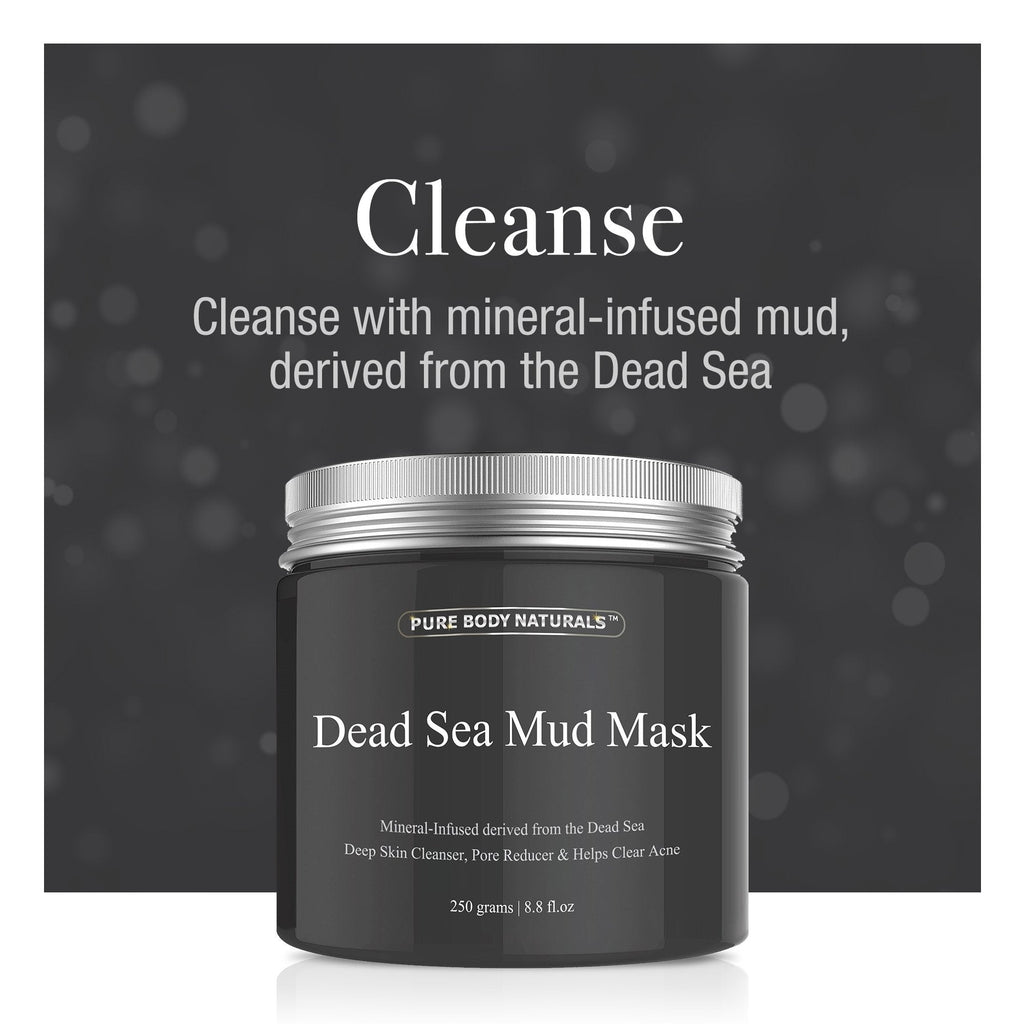 Pure Body Naturals Face Mask Gift Set – Dead Sea Mud, Charcoal & Bentonite Masks
