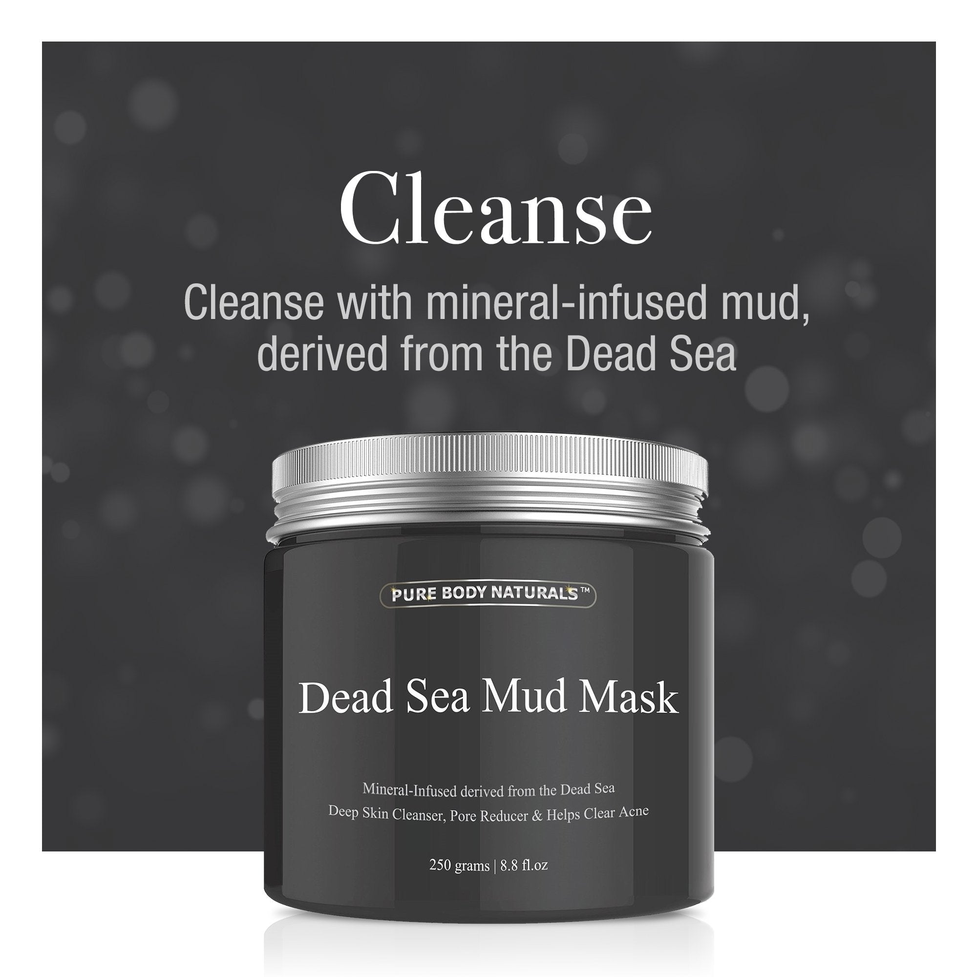 Pure Body Naturals Face Mask Gift Set – Dead Sea Mud, Charcoal & Bentonite Masks