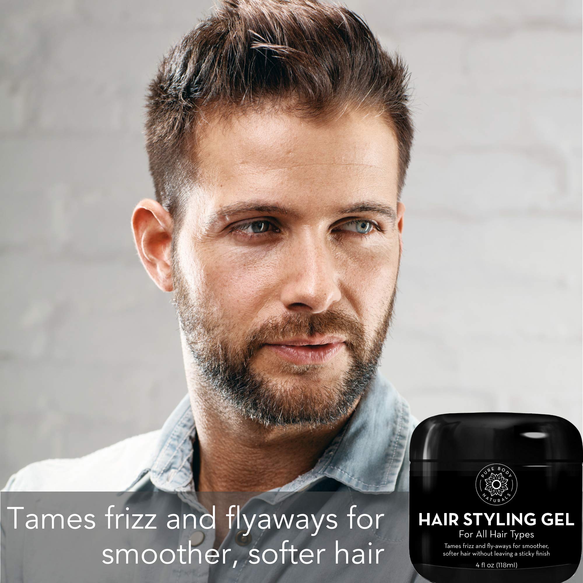 Pure Body Naturals Hair Gel for Men – 4 oz, Pack of 2 with Aloe