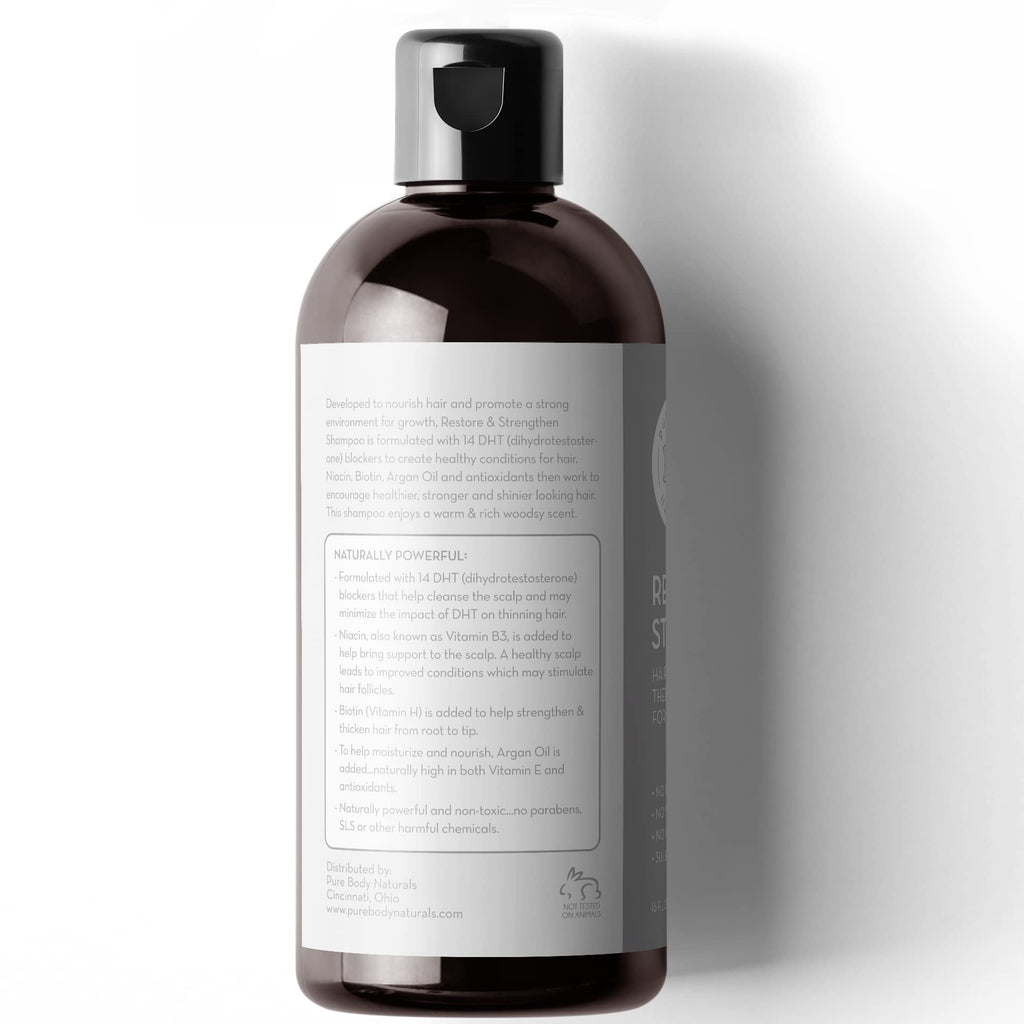 Pure Body Naturals Hair Loss Shampoo | DHT Blocker for Thinning Hair – 16 oz