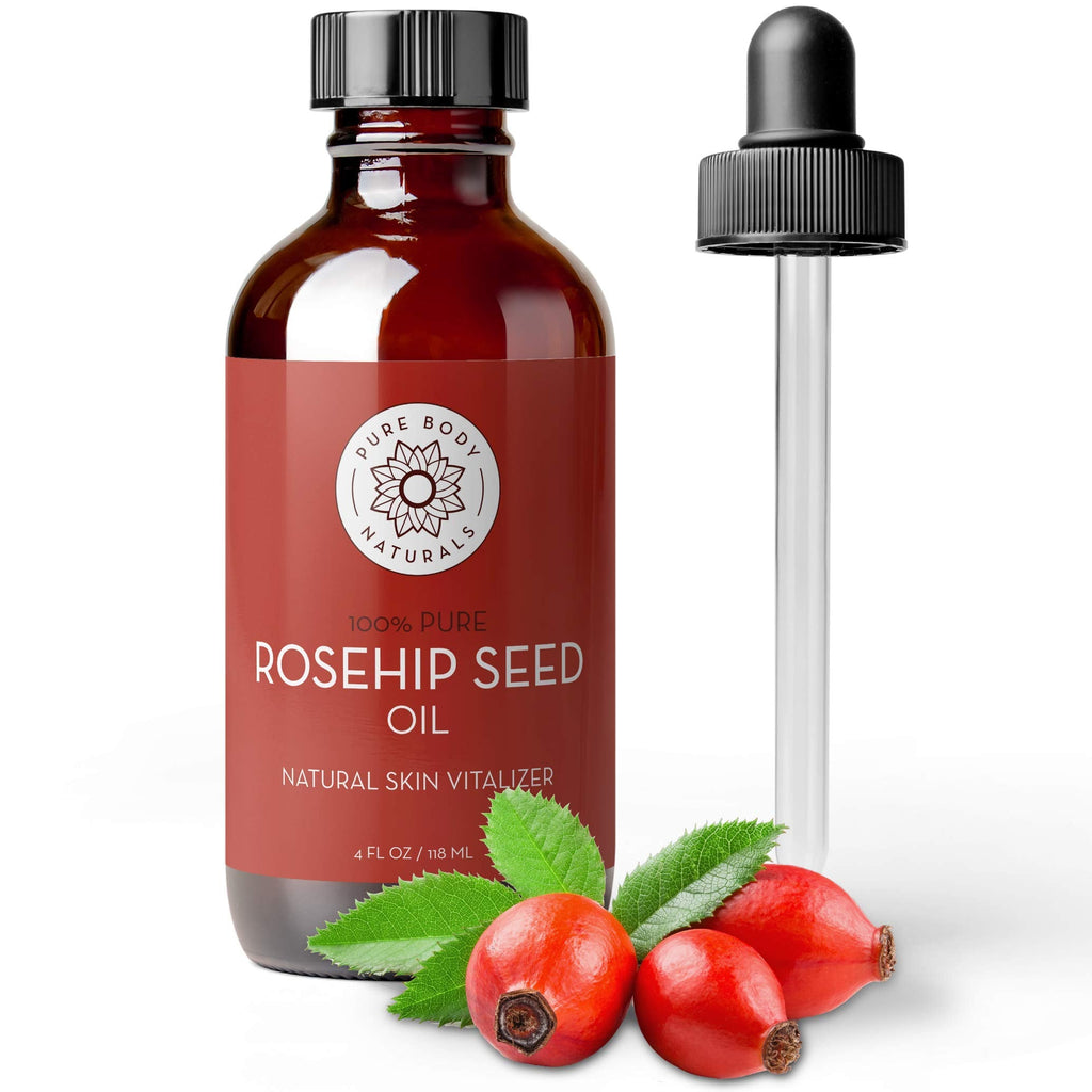 Pure Body Naturals Rosehip Oil — 4 Fl Oz | Dry Oil for Face, Skin, Nails & Hair