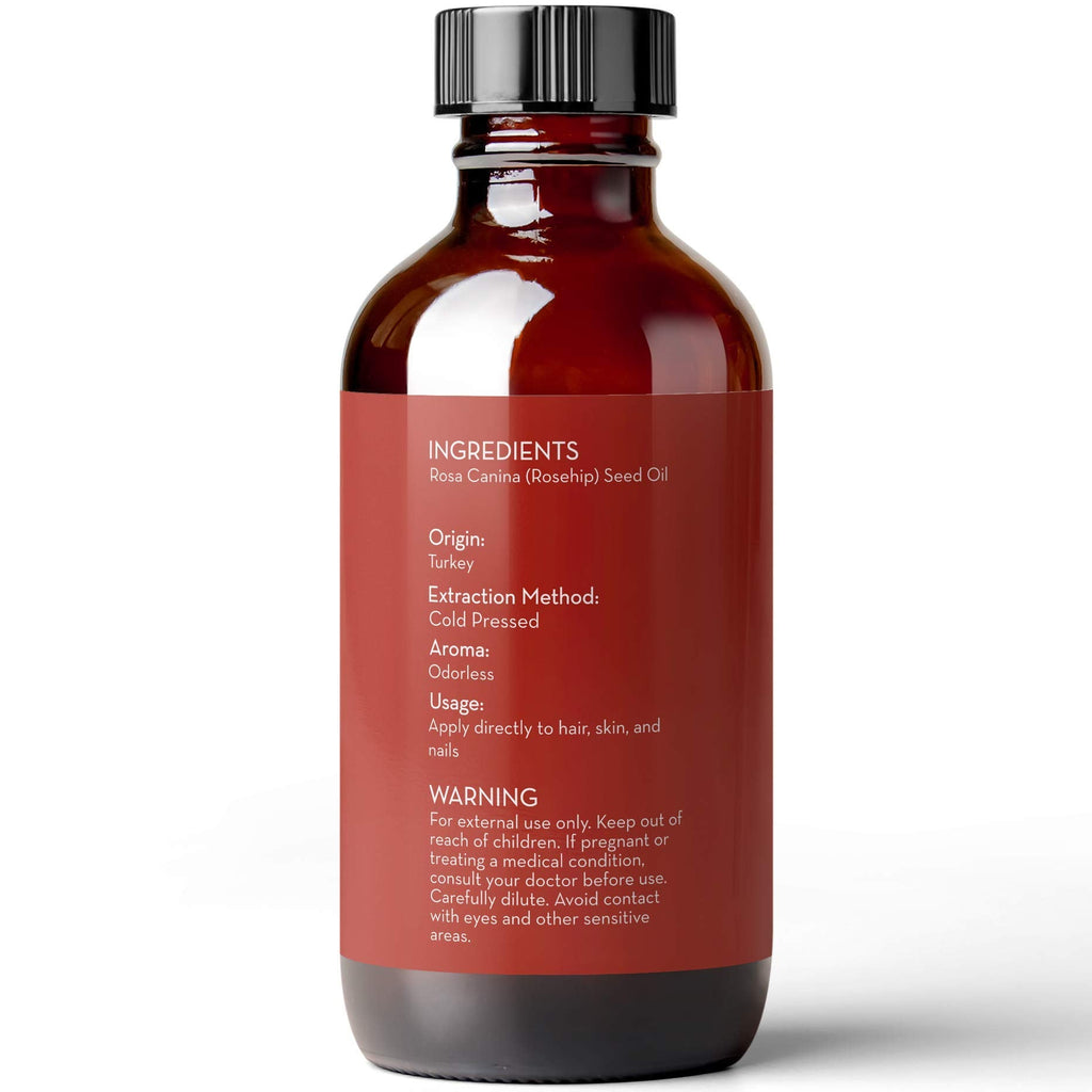 Pure Body Naturals Rosehip Oil — 4 Fl Oz | Dry Oil for Face, Skin, Nails & Hair