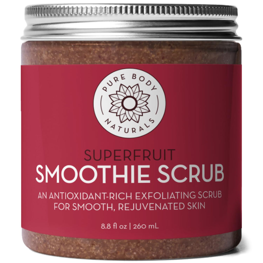Pure Body Naturals Superfruit Smoothie Scrub – Antioxidant Facial Exfoliator, 8.8 oz