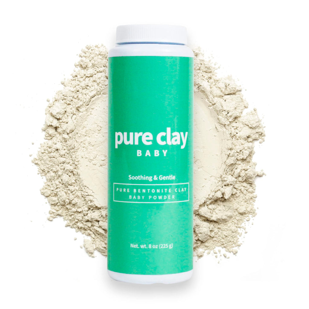 Pure Clay Bentonite Baby Powder – Talc-Free, Food Grade, Sensitive Skin (8 oz Travel Size)