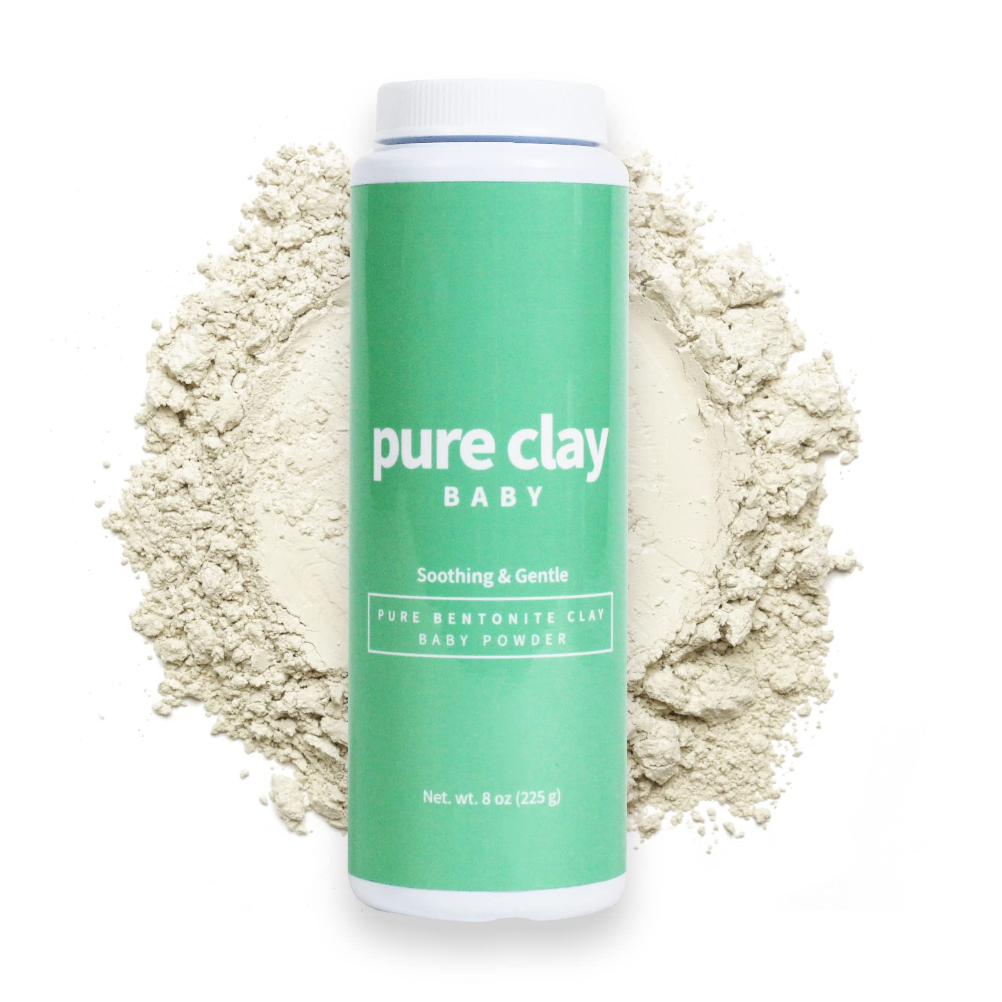 Pure Clay Bentonite Baby Powder – Talc-Free, Food Grade, Sensitive Skin (8 oz Travel Size)