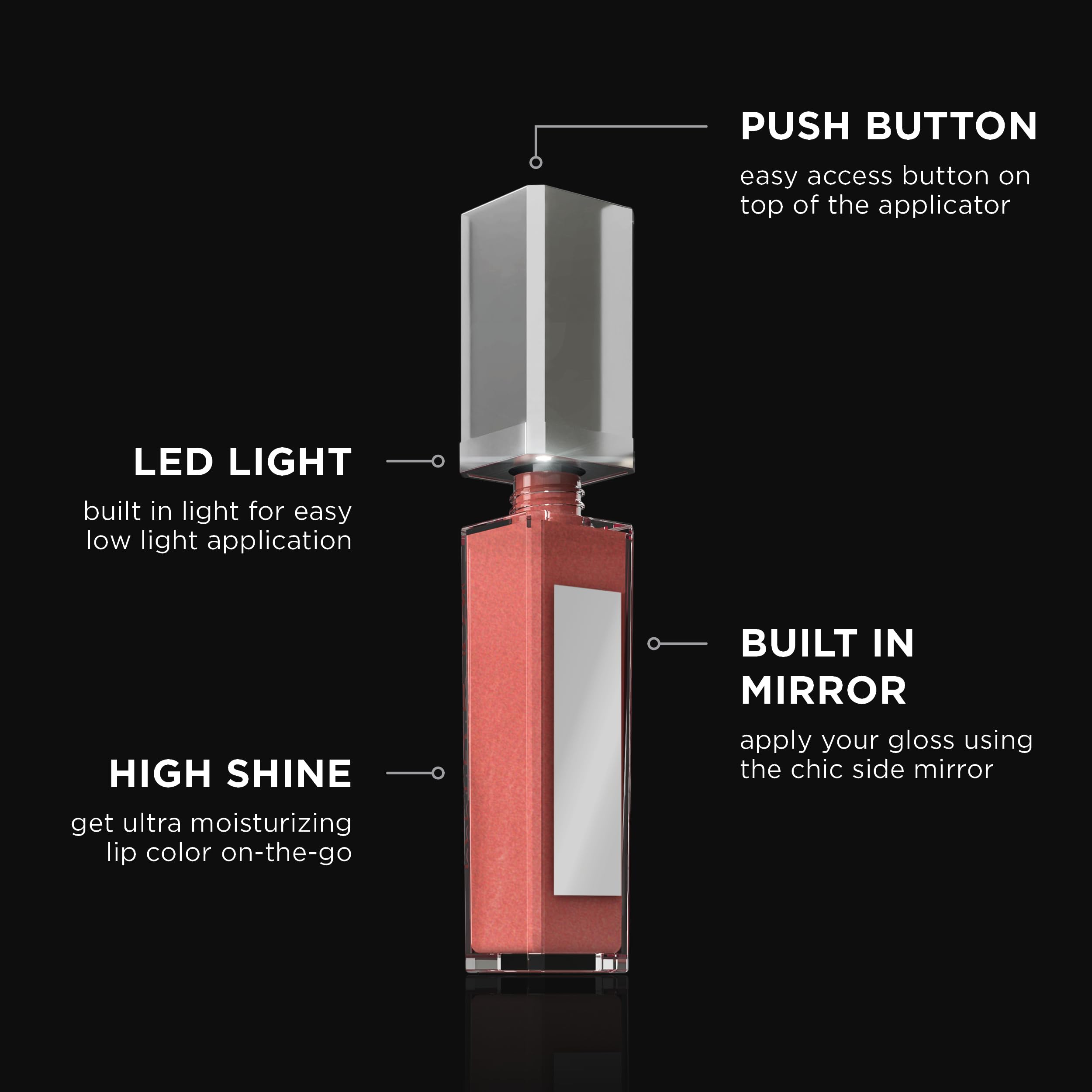Pure Illumination Lip Gloss with LED Applicator & Mirror (Passion) | Pure Cosmetics