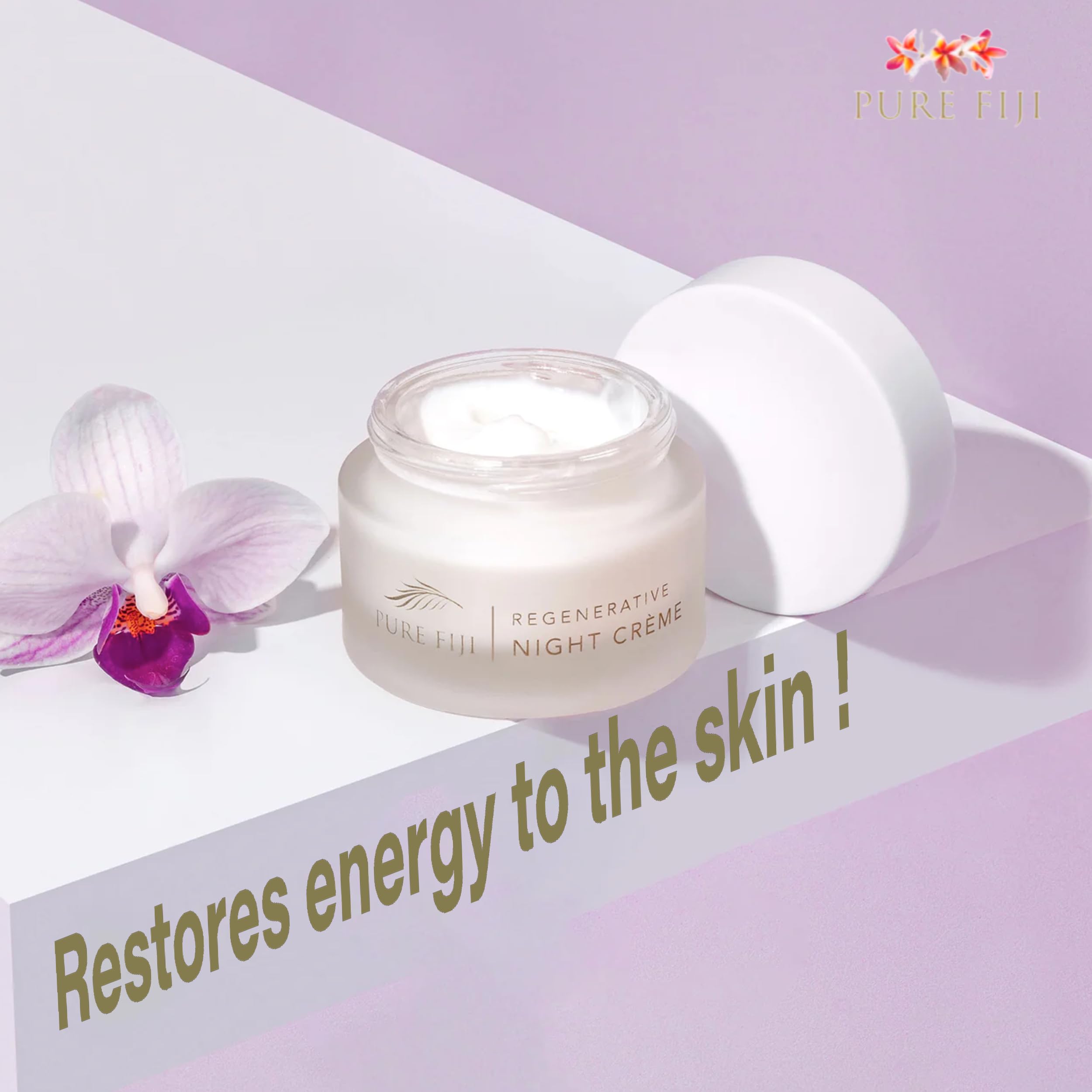 PURE FIJI Regenerative Night Cream – Anti Aging Moisturizer, Overnight Hydration & Repair (1.7 oz / 50 ml)