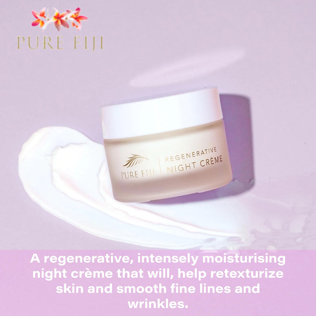 PURE FIJI Regenerative Night Cream – Anti Aging Moisturizer, Overnight Hydration & Repair (1.7 oz / 50 ml)