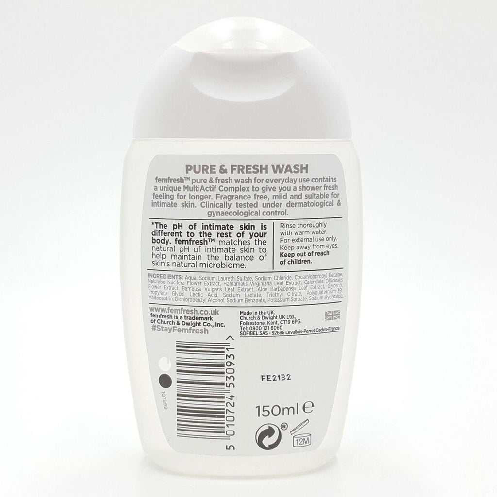 Femfresh Pure & Fresh pH-Balanced Intimate Wash for Daily Feminine Hygiene & Odour Protection 150 ml/5.07 oz