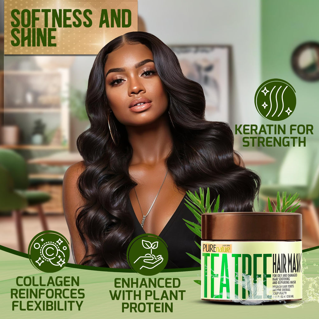 Pure Nature Lux Spa Tea Tree Oil Hair Mask – Deep Conditioning for Dry, Damaged Hair & Itchy Scalp