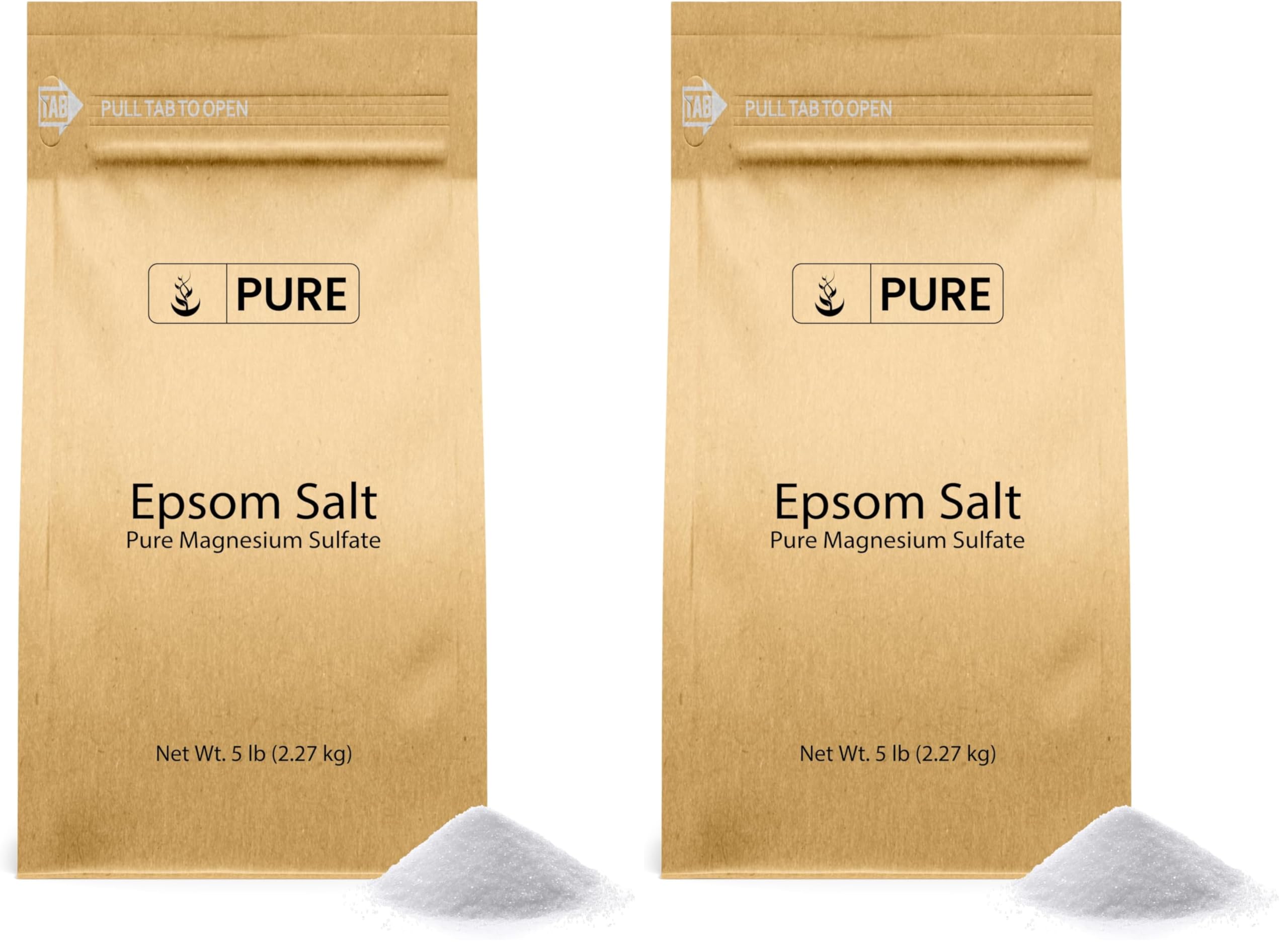 Pure Original Ingredients Epsom Salt – Food Grade Magnesium Sulfate, Soaking Solution (5 lb) Pack of 2