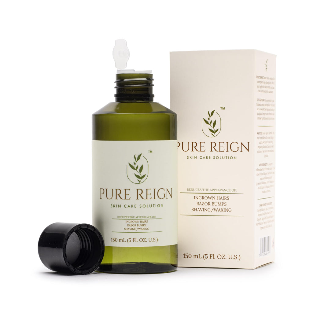 Pure Reign Skin Care Solution | Ingrown Hairs, Razor Bumps & Shaving Aftercare | 5oz (150ml)
