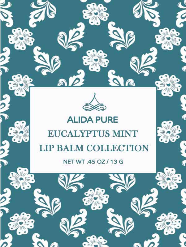 ALIDA PURE Eucalyptus Mint Lip Balm Collection – Vegan, Beeswax-Free, 3-Tube Set with Avocado & Jojoba Oils