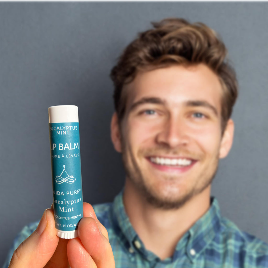 ALIDA PURE Eucalyptus Mint Lip Balm Collection – Vegan, Beeswax-Free, 3-Tube Set with Avocado & Jojoba Oils