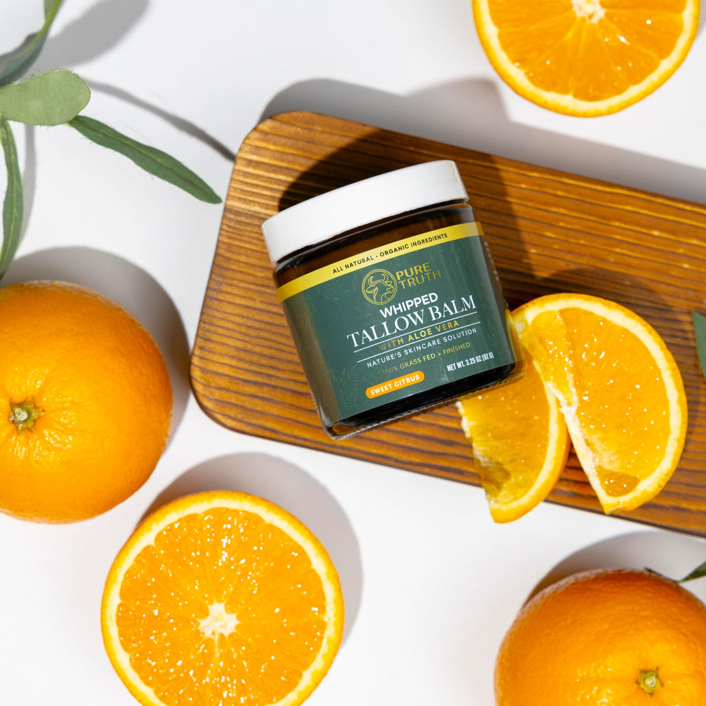Pure Truth Beef Tallow Citrus Skincare – Whipped Tallow Honey Balm for Face & Body