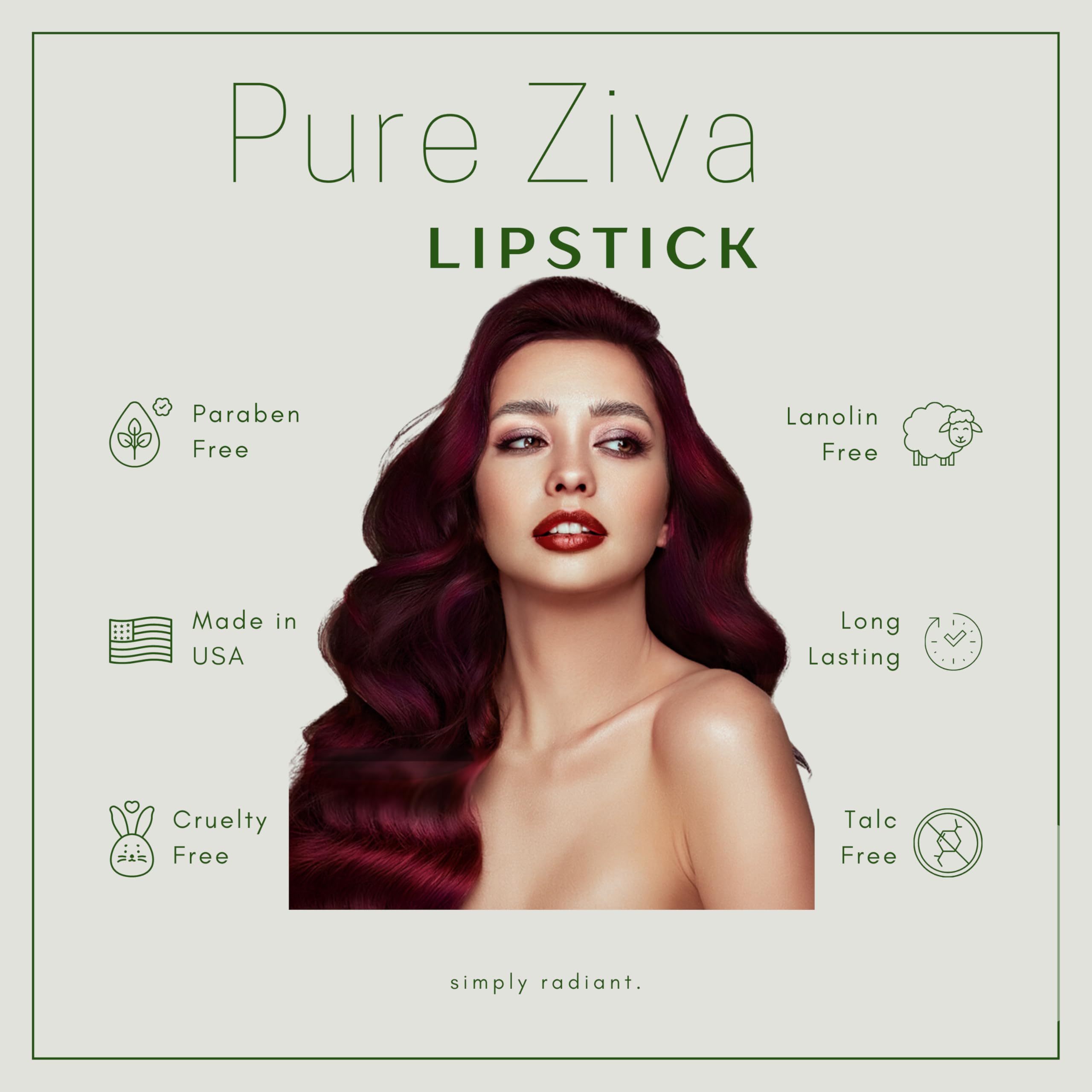 Pure Ziva Berry Jam Lipstick – Deep Raspberry Purple Pink, Moisturizing, Paraben Free, Cruelty Free, Made in USA