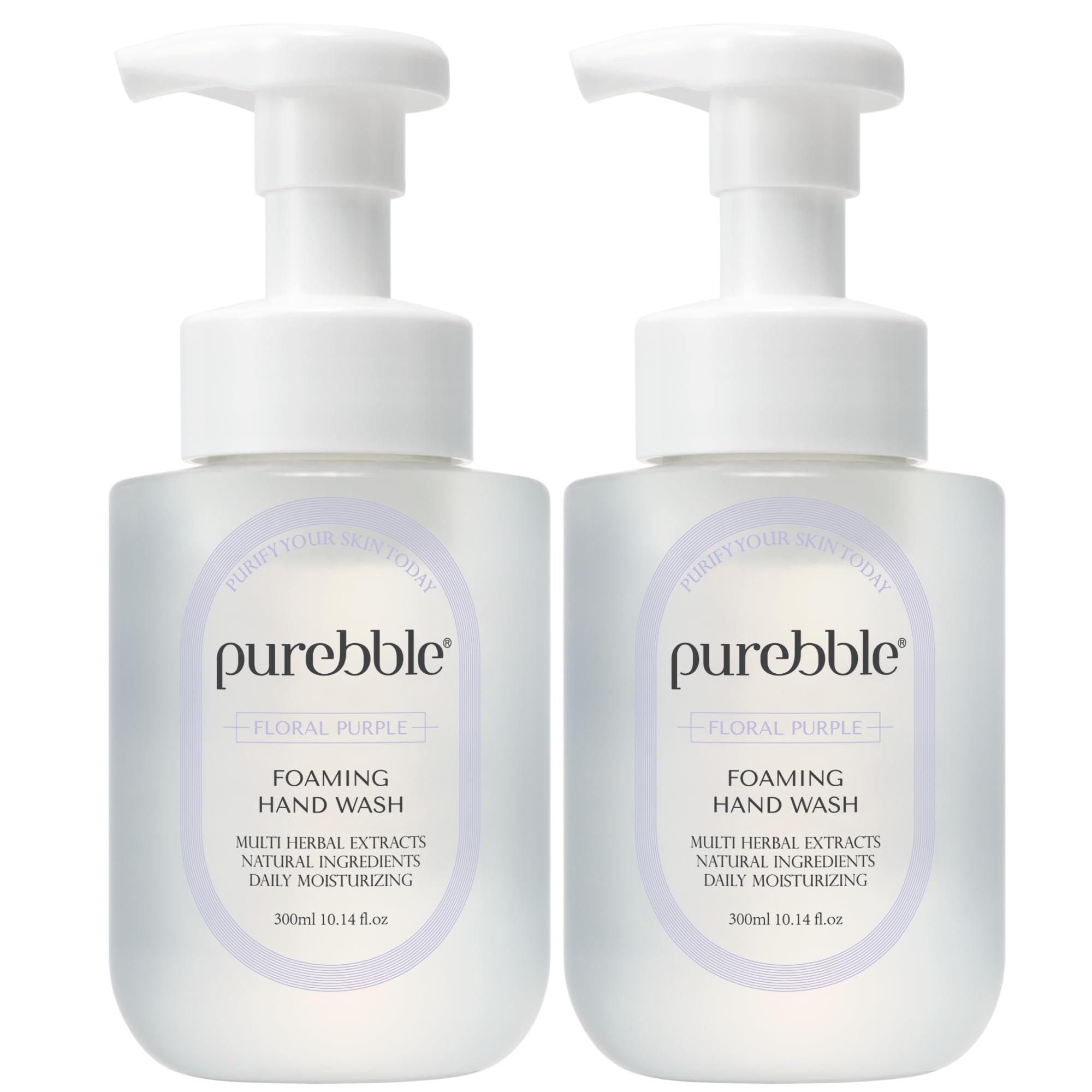 PUREBBLE Floral Purple Foaming Hand Wash with Hyaluronic Acid – Hydrating, Sulfate-Free, 2-Pack