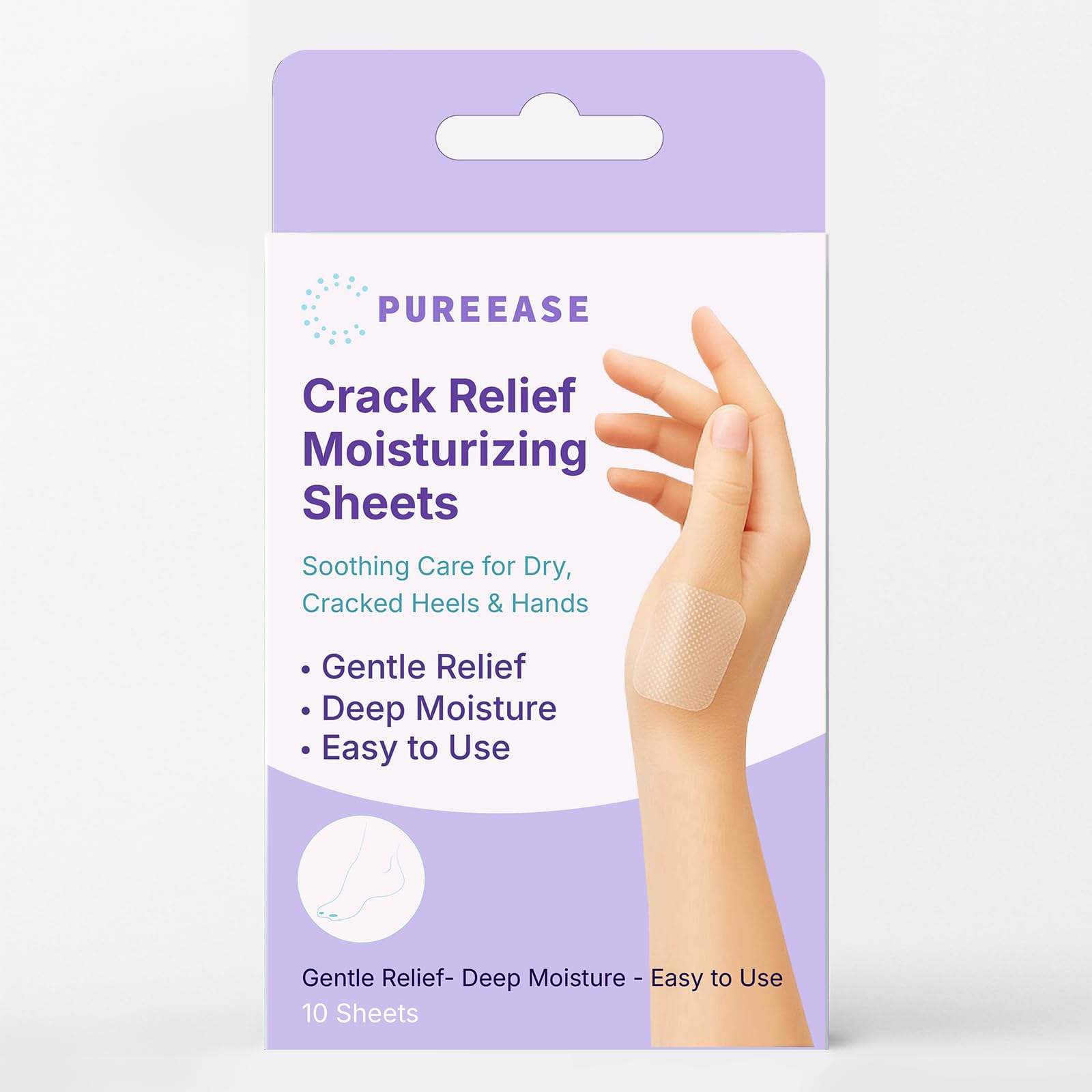 PUREEASE Cracked Skin Repair Sheets for Dry Heels, Fingers & Hands – Waterproof, Invisible Barrier Patches (10 Sheets)