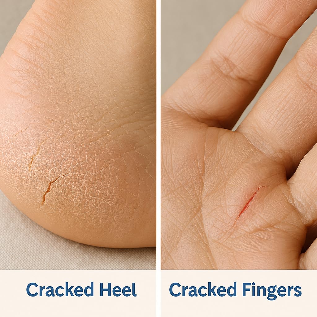 PUREEASE Cracked Skin Repair Sheets for Dry Heels, Fingers & Hands – Waterproof, Invisible Barrier Patches (10 Sheets)
