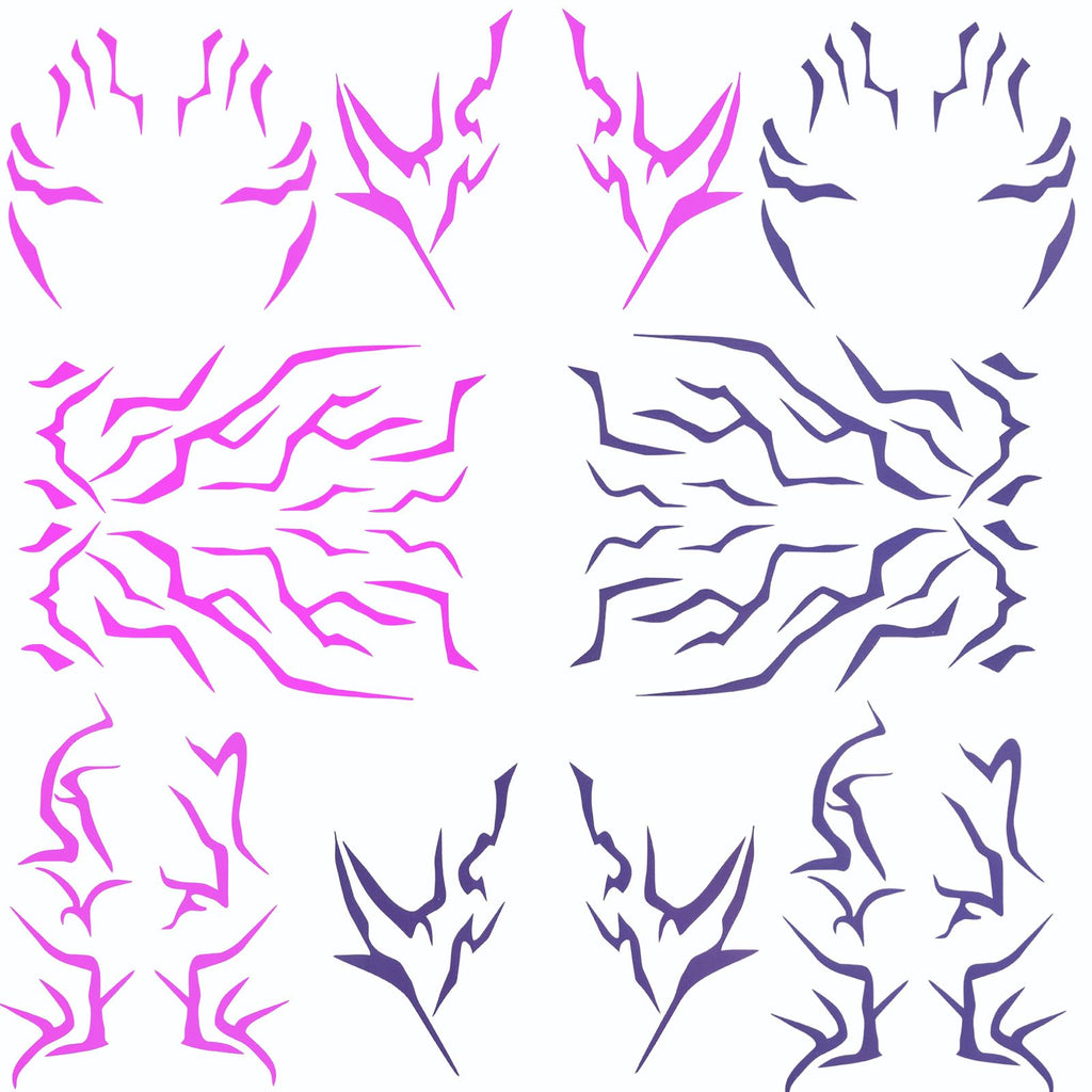 PUREHAIR Purple Temporary Tattoo Stickers – 4 Purple + 4 UV Fluorescent Tattoos for Cosplay, Halloween & Party