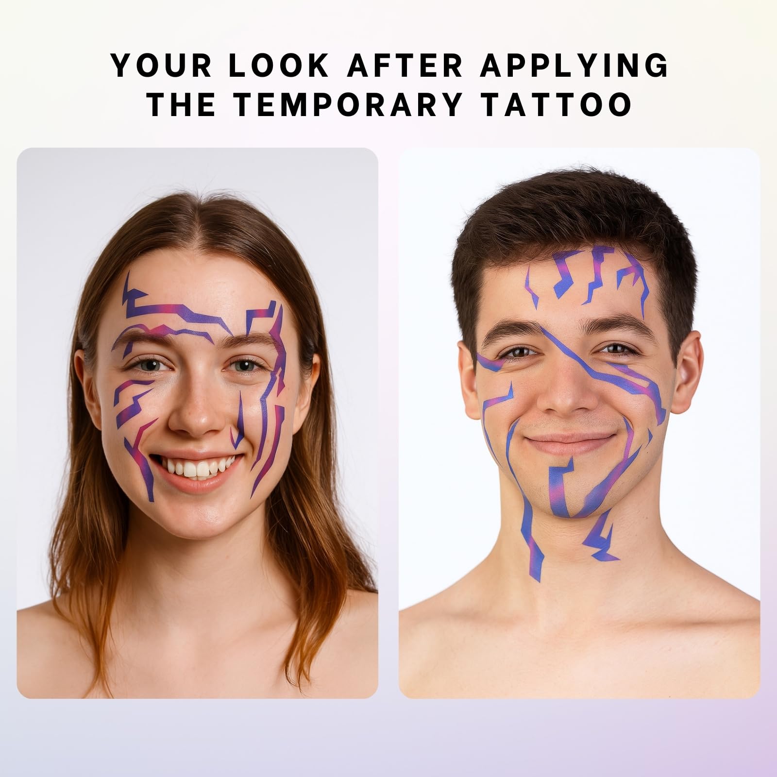 PUREHAIR Purple Ombre Temporary Tattoo – Realistic Waterproof Body Art for Cosplay (2 PCS)