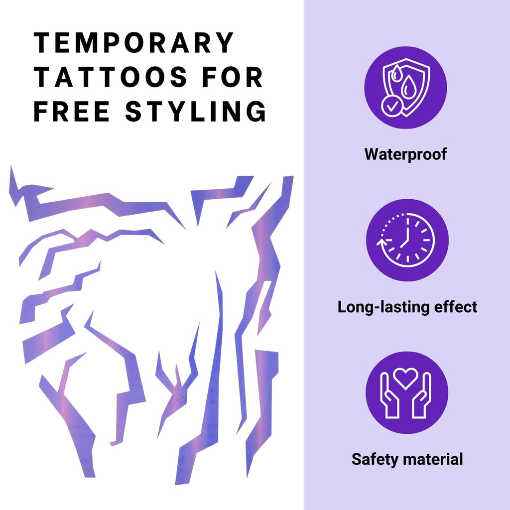 PUREHAIR Purple Ombre Temporary Tattoo – Realistic Waterproof Body Art for Cosplay (2 PCS)