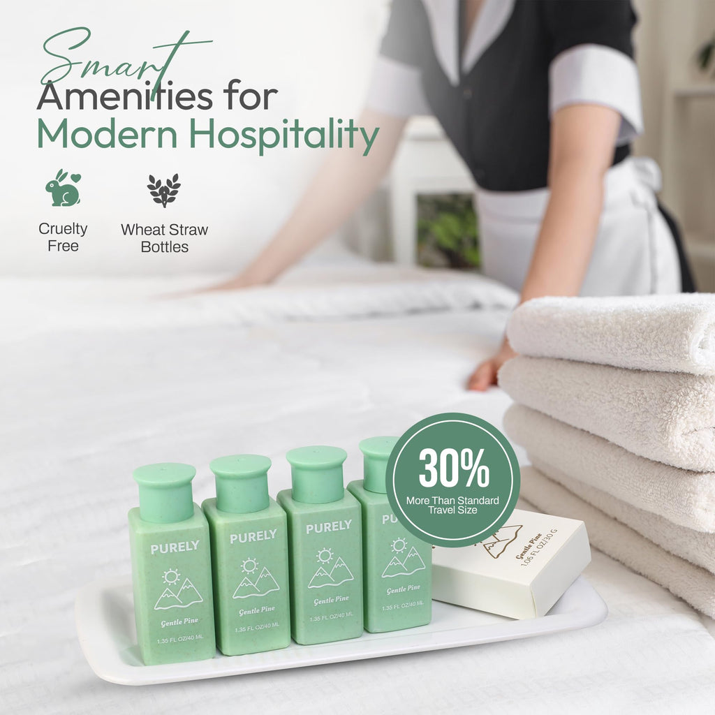 Purely 150-Piece Bulk Travel Toiletries Set – Airbnb & Hotel Essentials, 1.3 oz Bottles