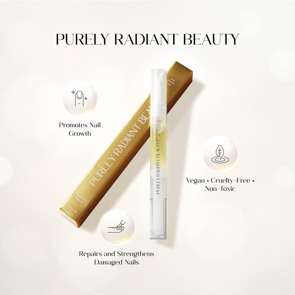 Purely Radiant Beauty Nail Growth Oil – Natural Cuticle Serum for Stronger Nails (3ml) | Jojoba, Castor, Coconut & Argan Oils | USA Made