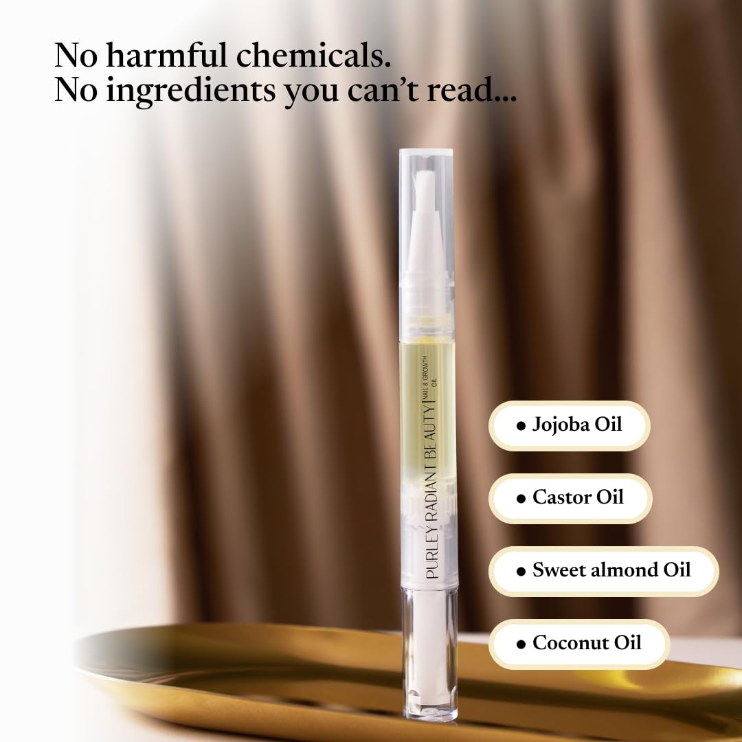 Purely Radiant Beauty Nail Growth Oil – Natural Cuticle Serum for Stronger Nails (3ml) | Jojoba, Castor, Coconut & Argan Oils | USA Made