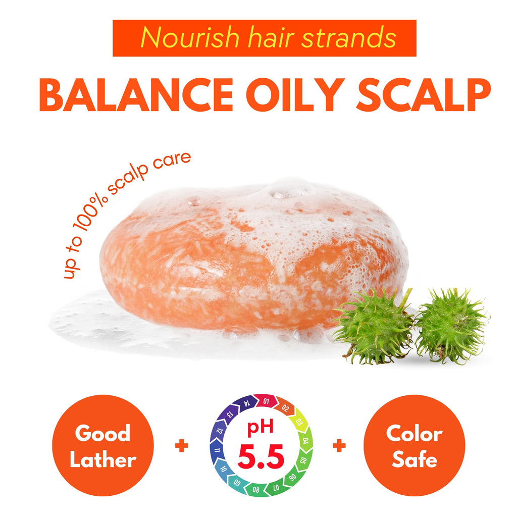 PureRootss Castor Oil Shampoo & Conditioner Bar Set – Hair Growth, Thickening, Zero-Waste (3-Piece)