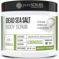 pureSCRUBS Premium Lemongrass Dead Sea Salt Body Exfoliator Scrub – 16oz Jar with Spoon, Loofah & Exfoliating Soap